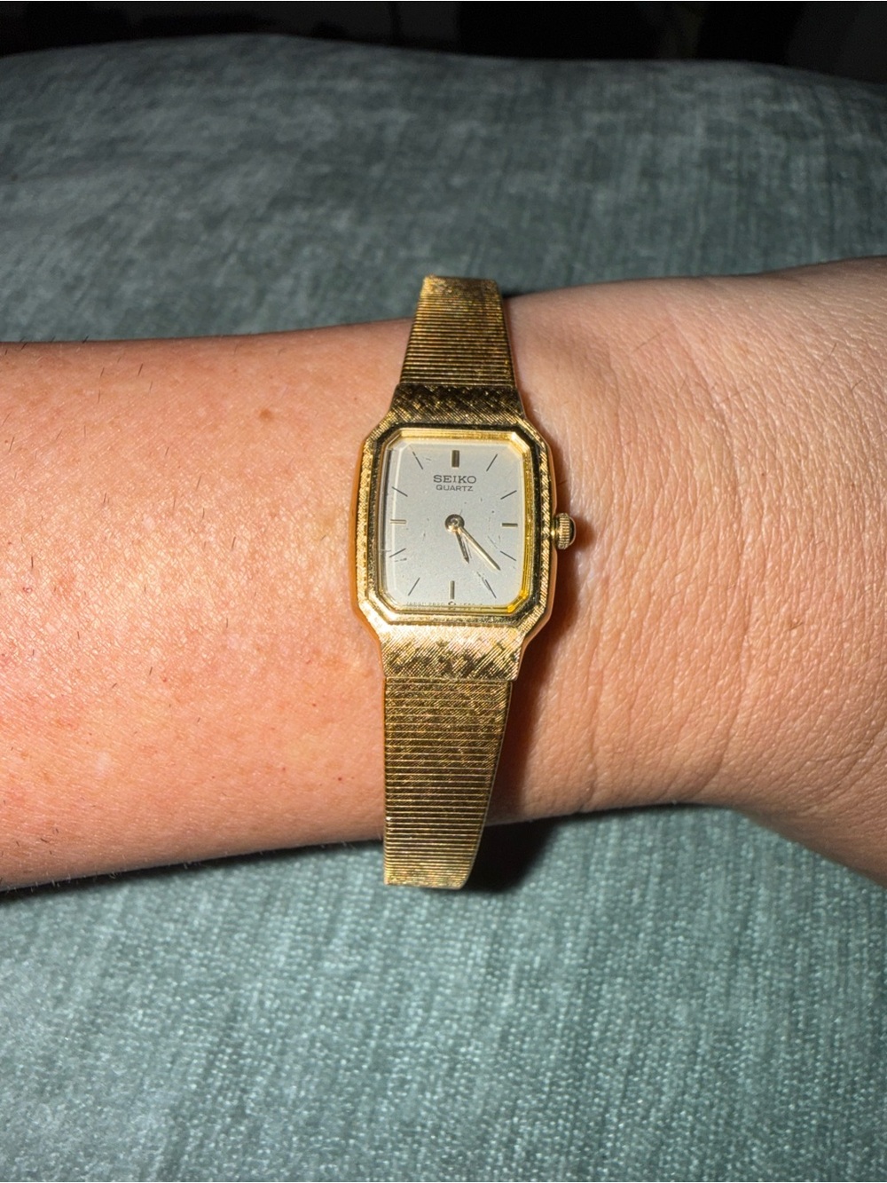 Seiko Gold-Tone Slim Rectangular Bracelet Watch